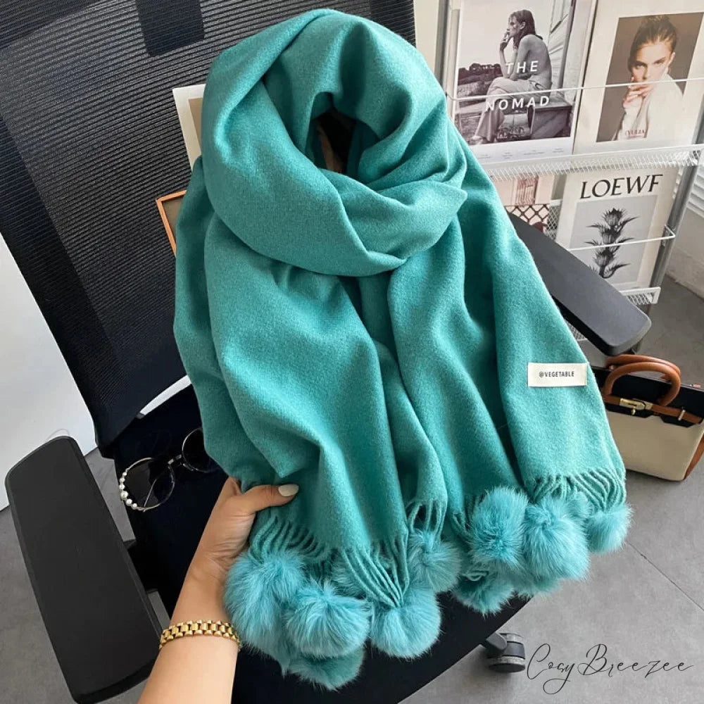 Winter Warm Cashmere Solid Shawl Scarf green scarf-241228