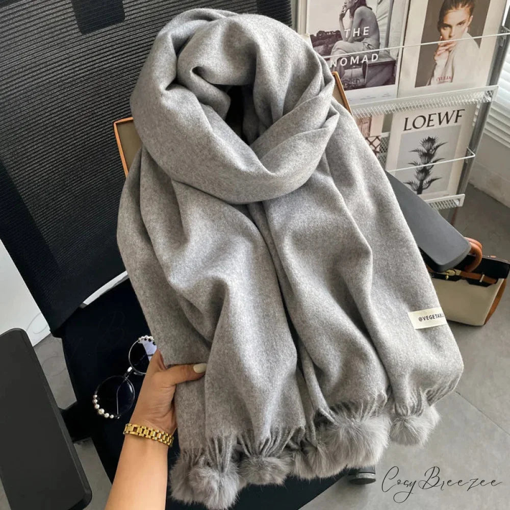 Winter Warm Cashmere Solid Shawl Scarf grey scarf-241228