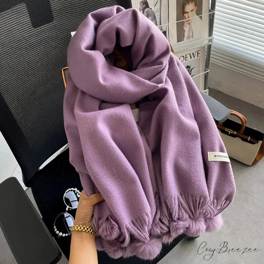 Winter Warm Cashmere Solid Shawl Scarf purple scarf-241228
