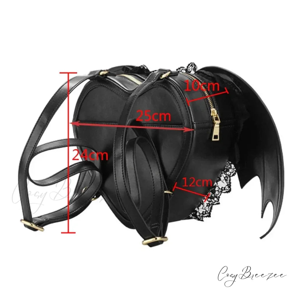 Women Bat Wing Punk Stylish Newest Angel Wings Cute Devil Bag Black / onesize