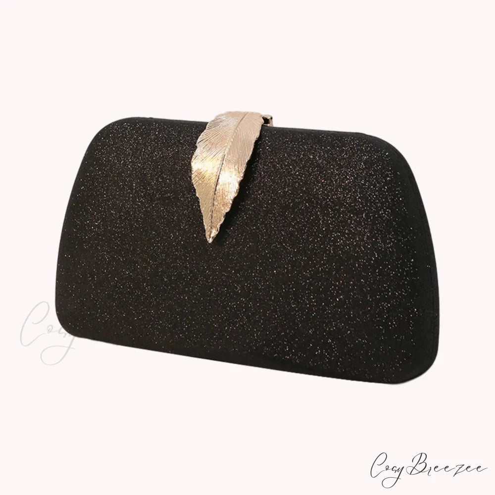Women Leaf Design Bling Chain Purse clutchbag-250126