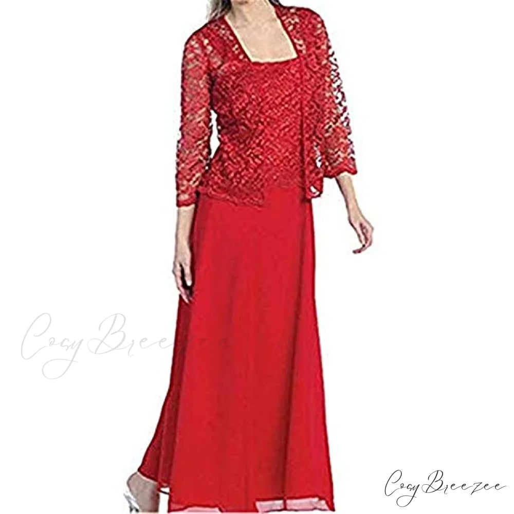 Women Plus Size Long Sleeve Lace Party Dress Solid Color Elegant Maxi Mini Dresses S / SILVER