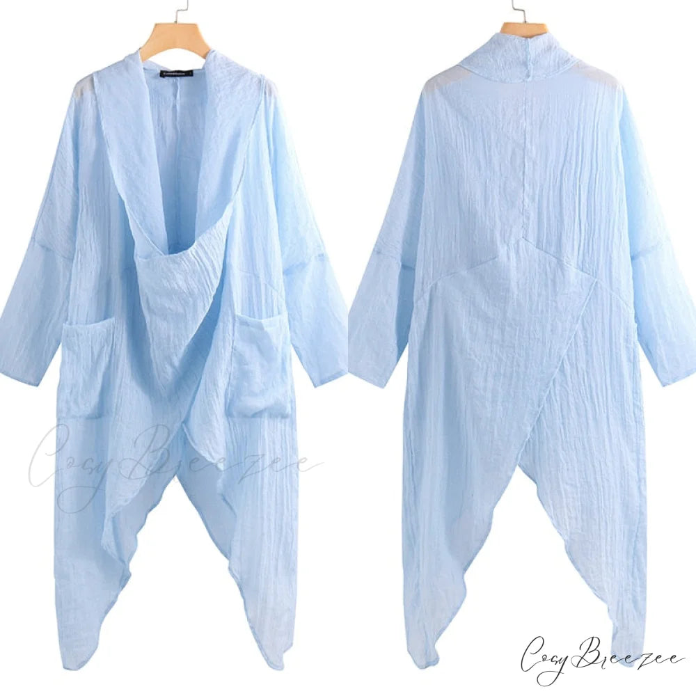 Women’s Solid Asymmetrical and Neck - Cowl Fashion Warm-Season Top Vintage with Blouse Hem