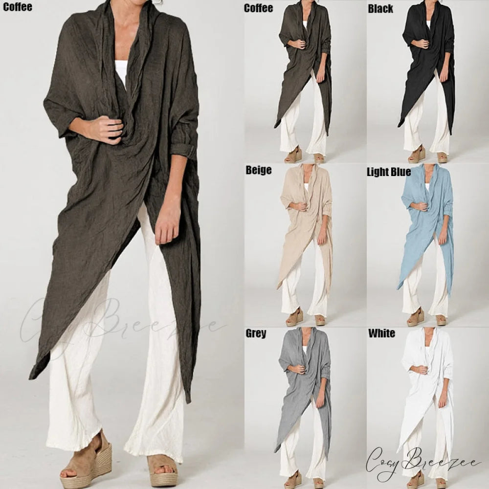 Women’s Solid Asymmetrical and Neck - Cowl Fashion Warm-Season Top Vintage with Blouse Hem