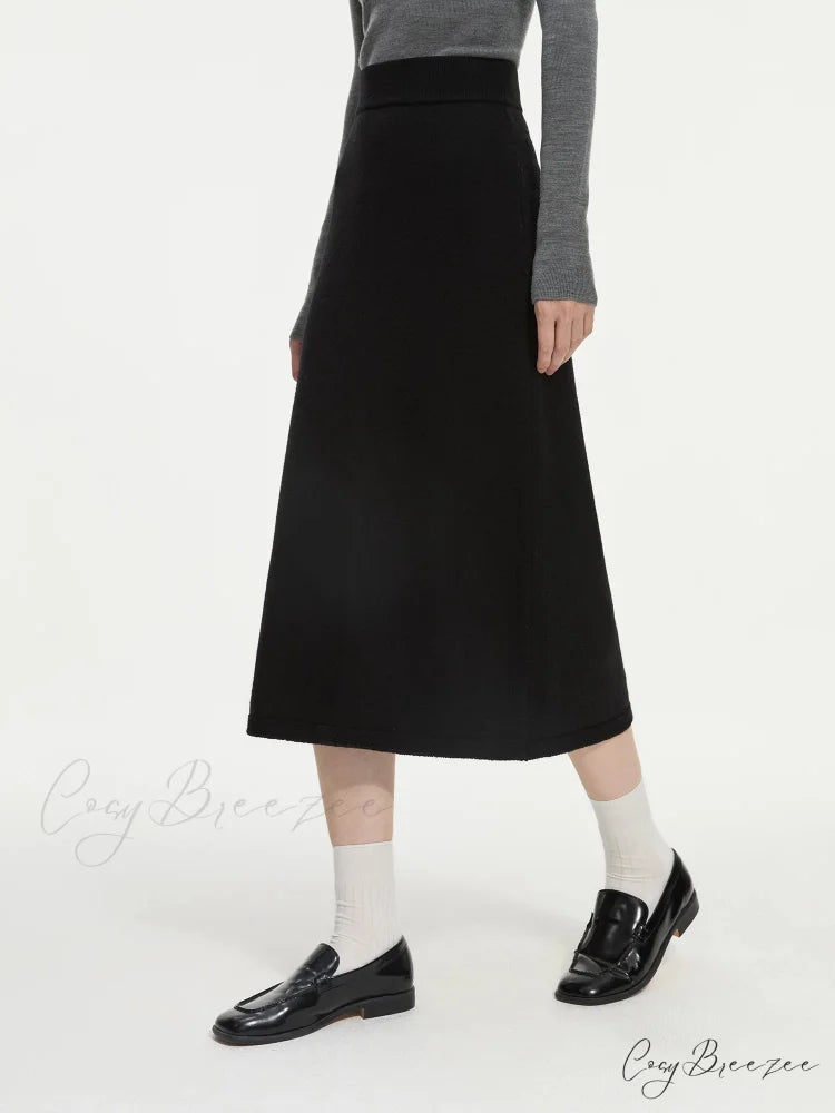 Wool Gray Turtleneck Sweater Skirt Sweater Black Skirt / XS swraters-241228