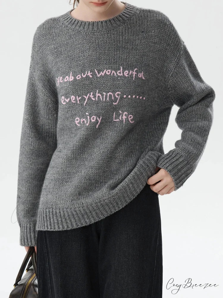 Wool Letter Embroidery Color Collision Sweater swraters-241228