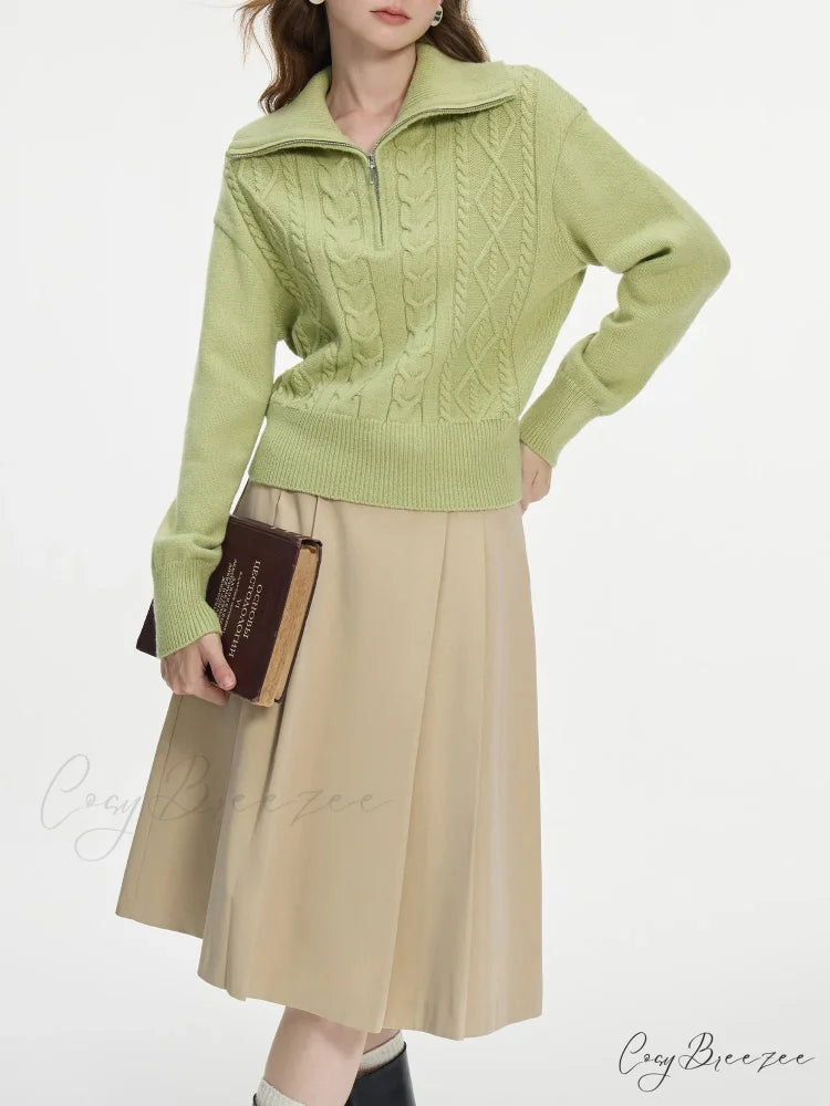 Wool V-neck Chic Pullover Two Color Sweater swraters-241228