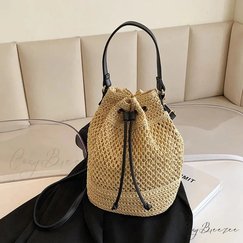 Woven Straw Crossbody Beach Travel Handbag Beige / 28x14x30cm handbag-250126