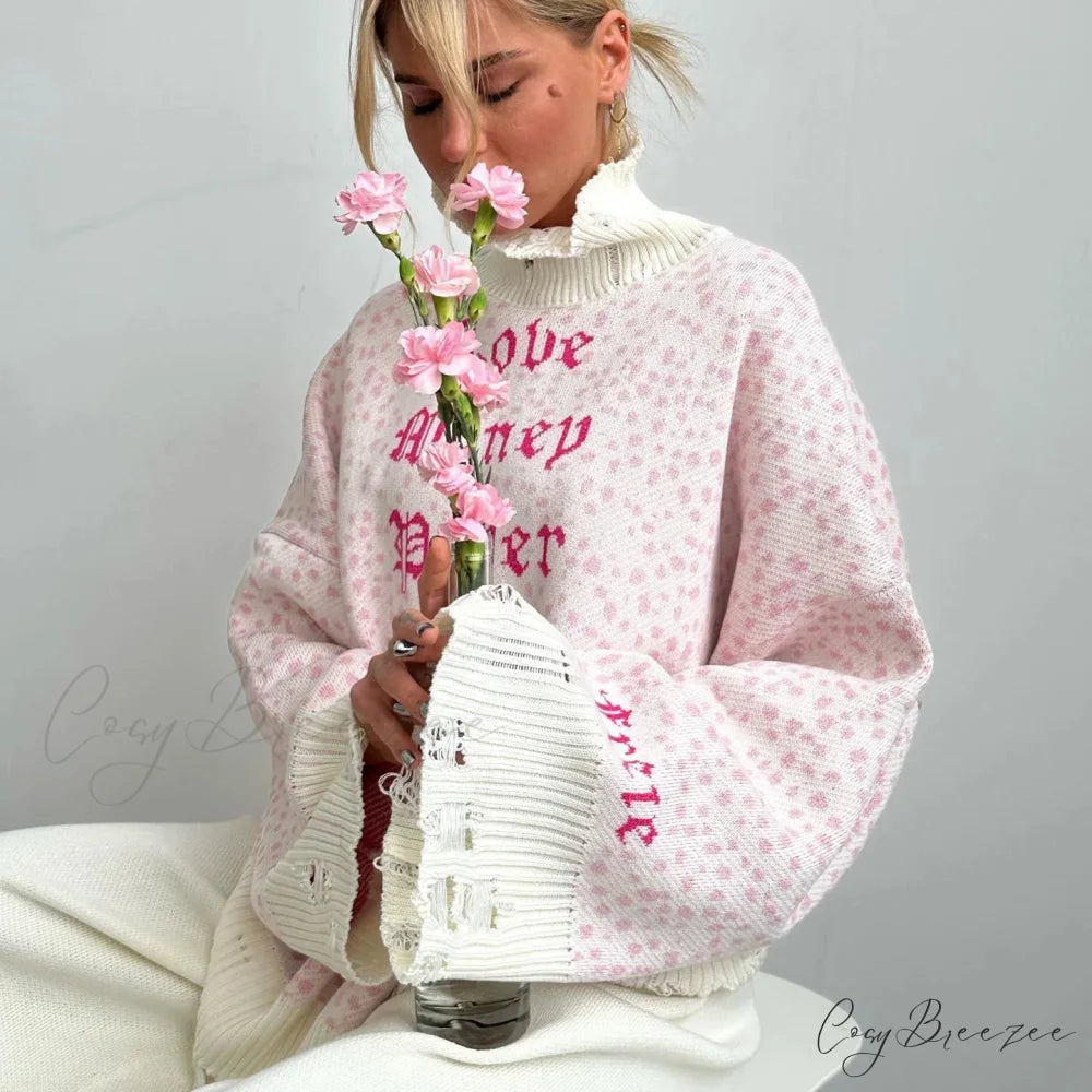 Y2K Baggy Ripped Knit Sweater swraters-241228