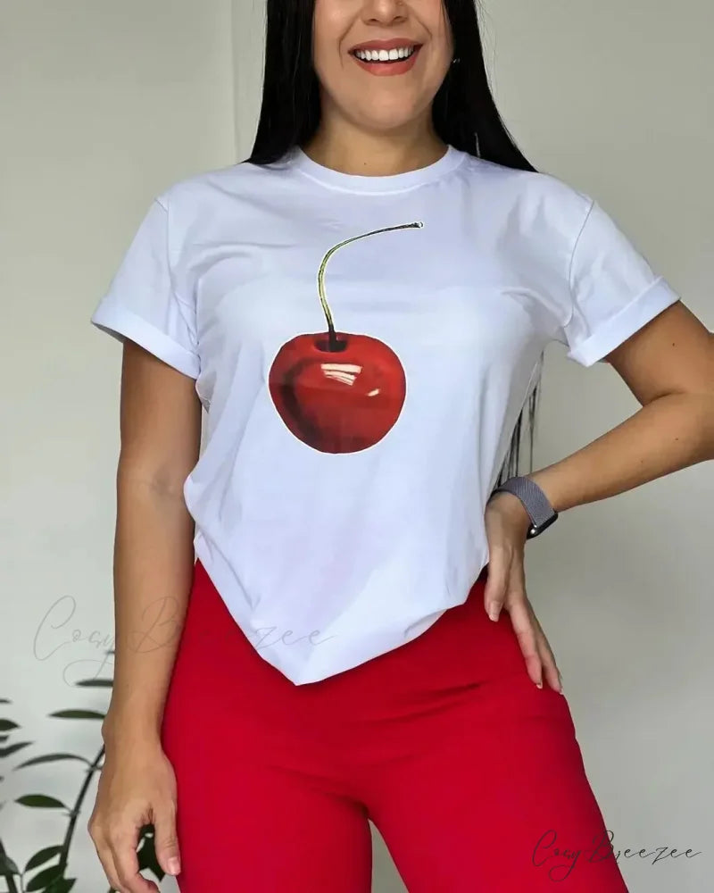 Y2K Casual Wine Bottle Graphic T-shirt white3 / S t-shirt-250223