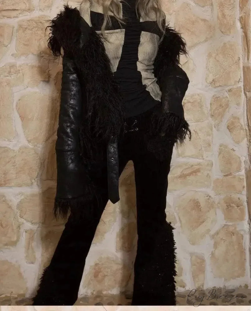 Y2K Gothic Cross Patchwork Knit Sweater swraters-241228