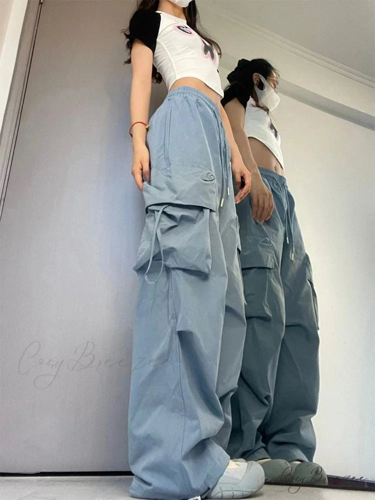 Y2K High Waist Cargo Baggy Pants pants-241228