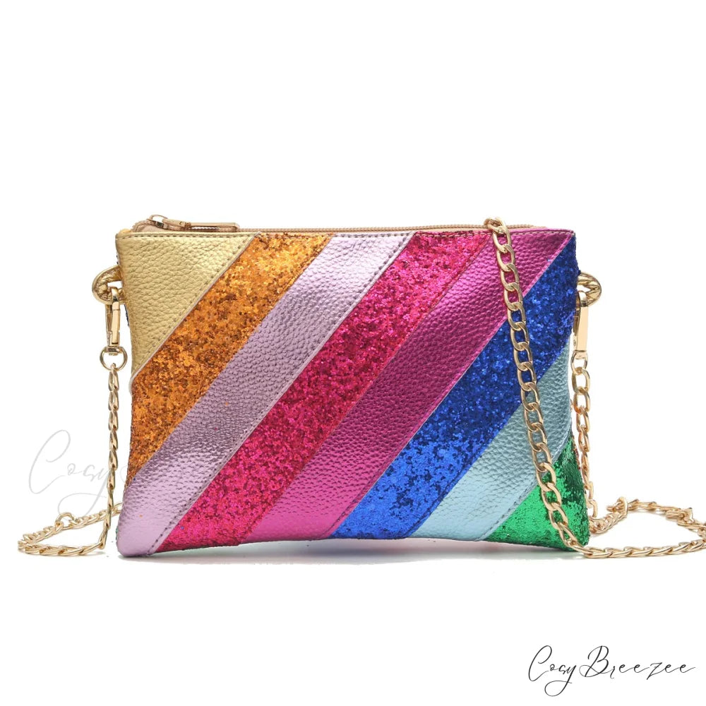 Y2K Metallic PU Leather Patchwork Clutch MULTI wristlet-250126