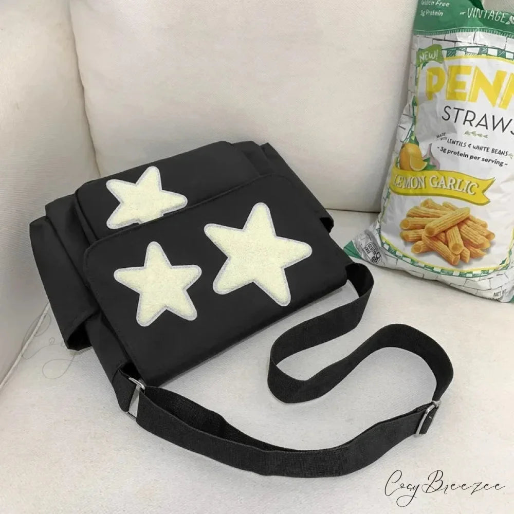 Y2K Star Crossbody Bag Black shoulder-250126