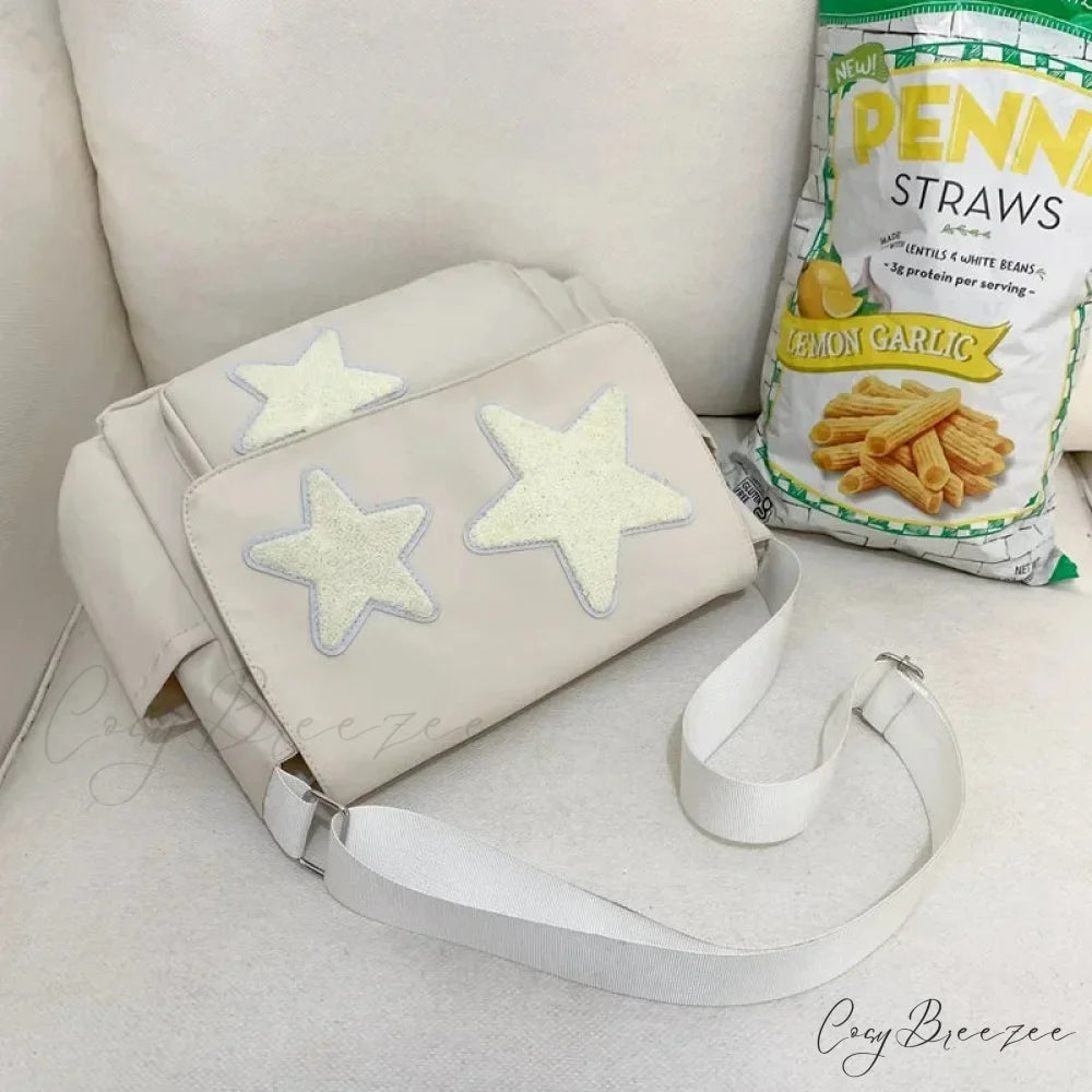 Y2K Star Crossbody Bag White shoulder-250126