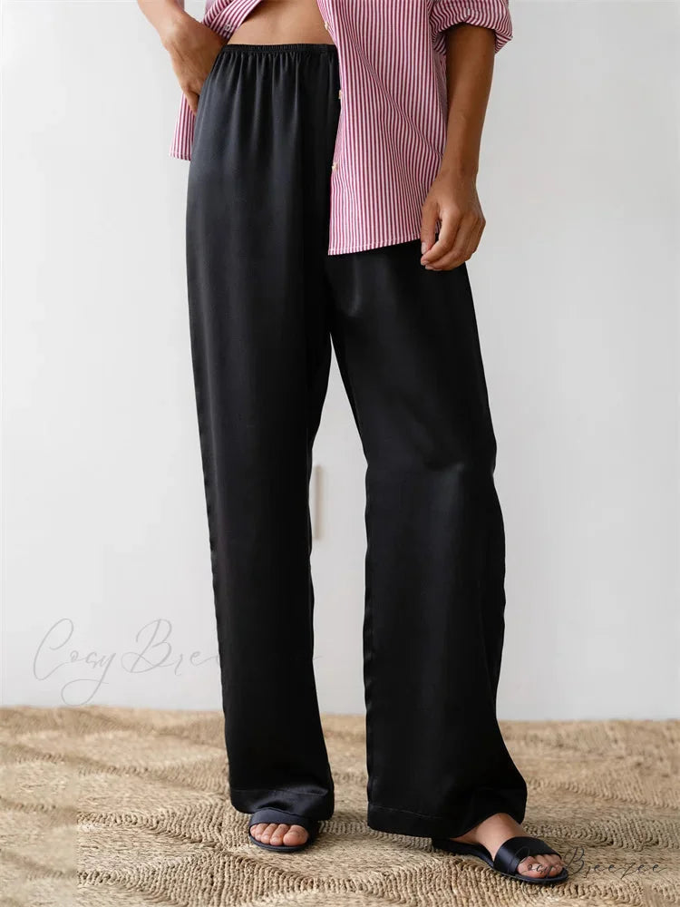 Y2K Streaked Pull-Tie Relaxed Straight Street Pant BLACK / S pant-250223