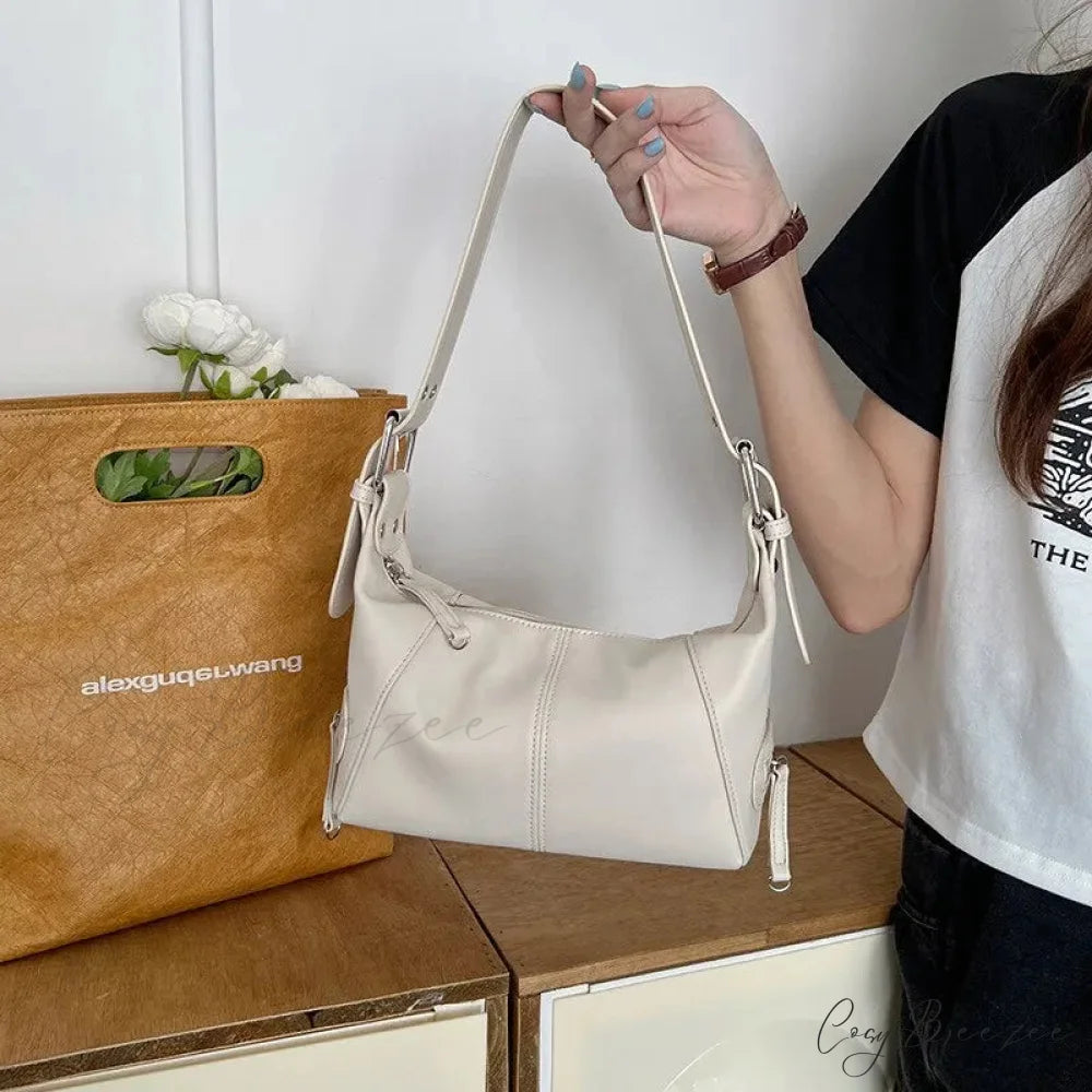Y2K Style Trendy Motorcycle Shoulder Bag SB370-White shoulder-250126