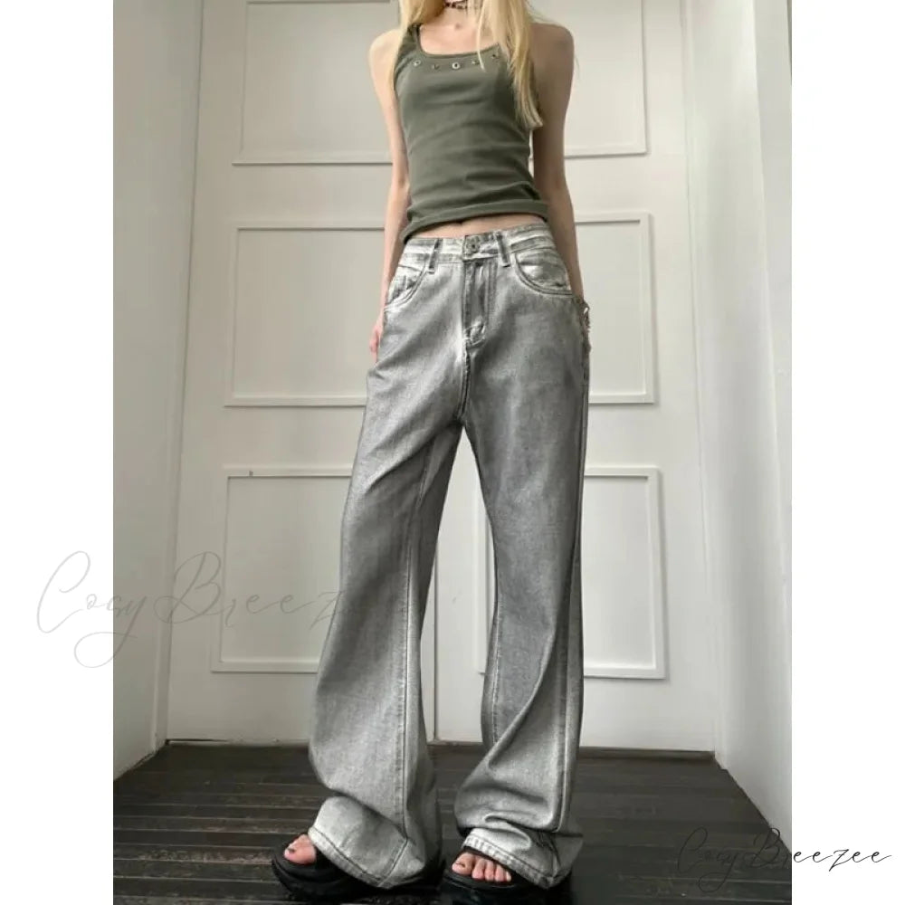 Y2K Vintage Loose Wide Leg Denim Pants pants-241228