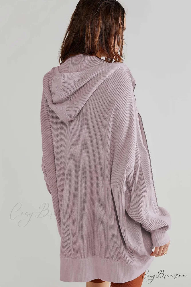Zipper Waffle Hoodie Purple / XL