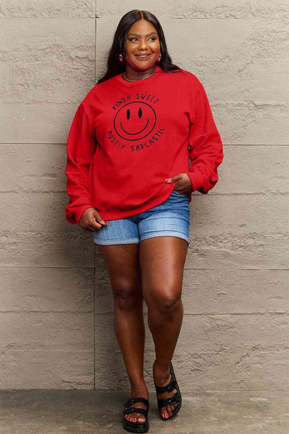 Size Full Face - Smiling Simply Graphic Sweatshirt Love