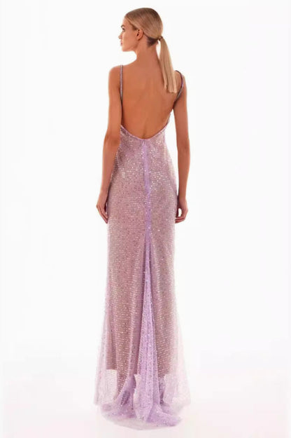 Artemesia Sequin Stylish Backless Maxi Dress