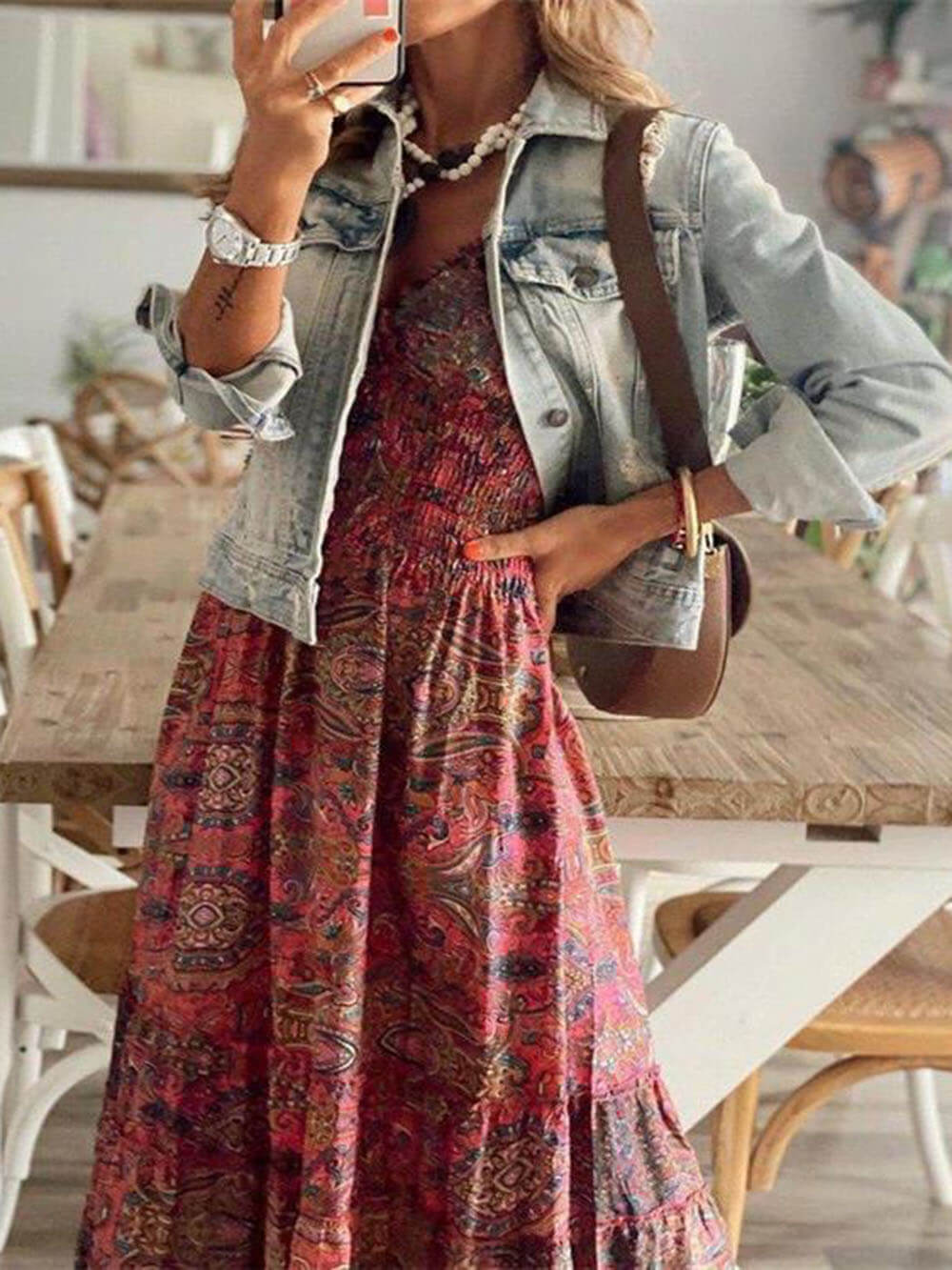 Bohemian Waisted Stylish Floral Print Dress