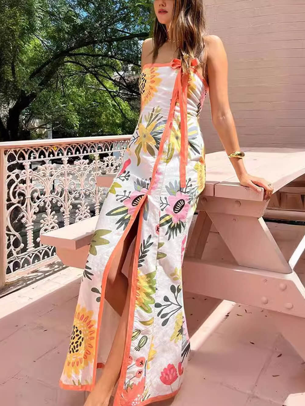 Summer Sexy Split Charming Wrap Printed Dresses