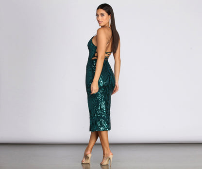 Cosybreezee - Arielle Geometric Sequin Midi Dress