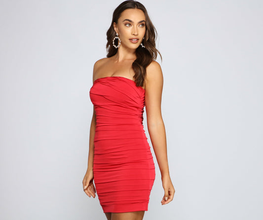 Xena Formal Stylish Pleated Bodycon