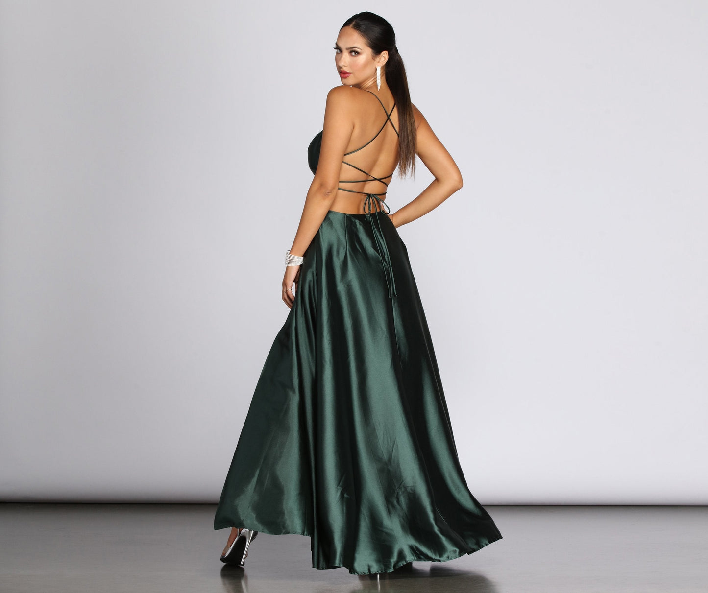 Anne Formal Stylish Lattice Satin Dress