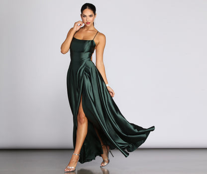 Anne Formal Stylish Lattice Satin Dress