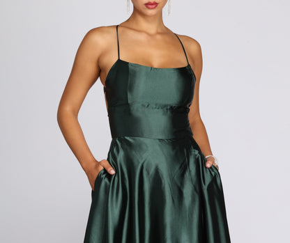 Anne Formal Stylish Lattice Satin Dress