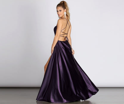 Anne Formal Stylish Lattice Satin Dress