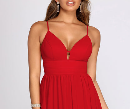 Cosybreezee - Arlyn Chiffon Deep V A Line Dress