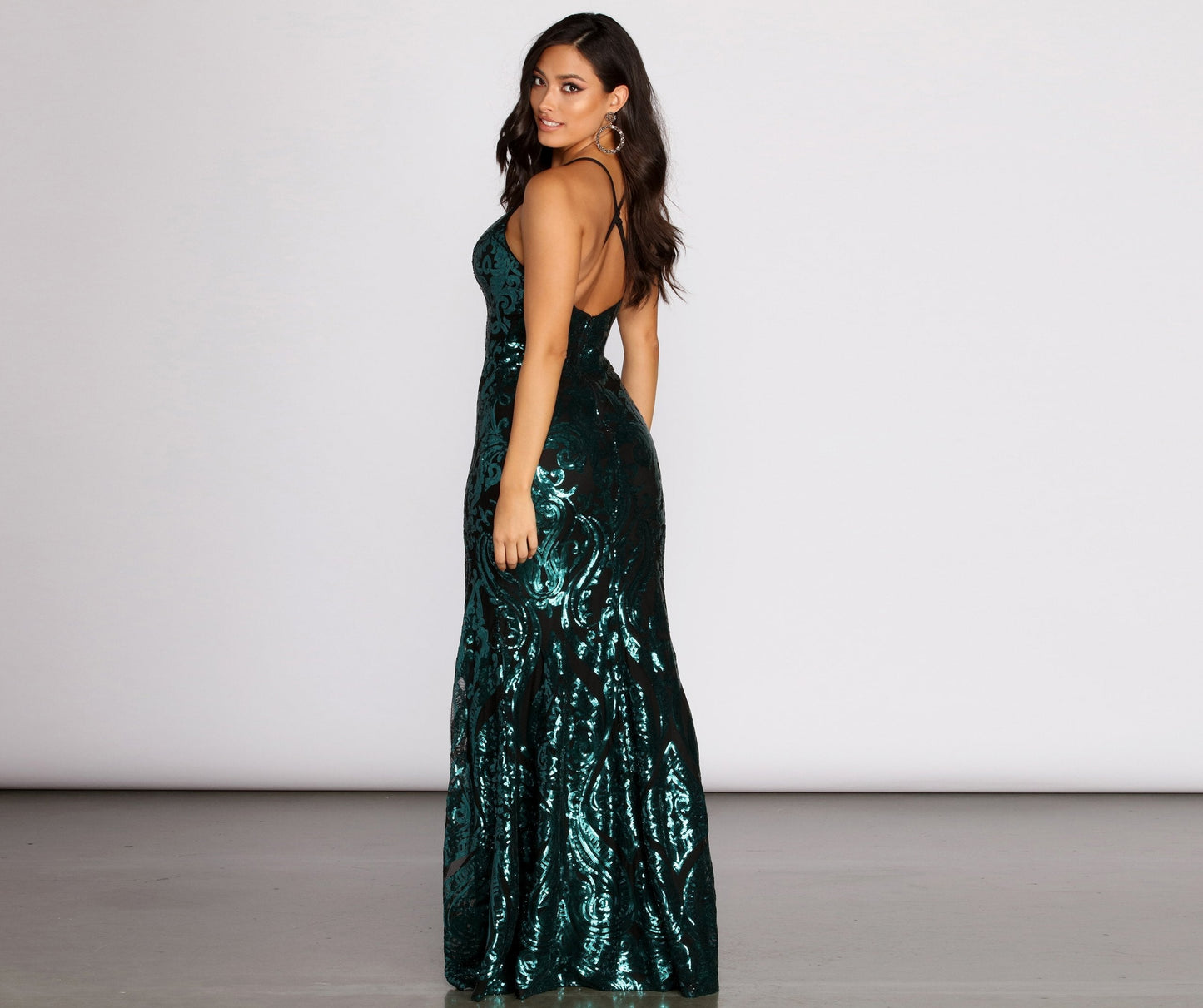 Annalise Scroll Sequin Charming Cross Back Dress