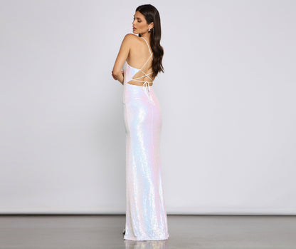 Cosybreezee - Brenna High-Slit Sequin Mermaid Dress