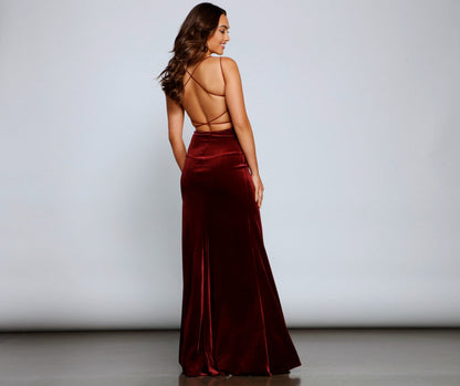 Vega Formal High Charming Slit Velvet Dress