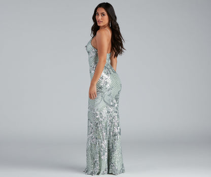 Vee Formal Stylish Sequin Mermaid Dress