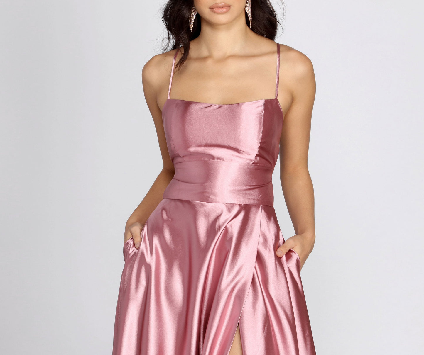 Anne Formal Stylish Lattice Satin Dress