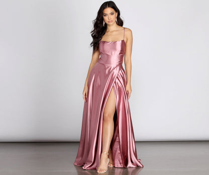 Anne Formal Stylish Lattice Satin Dress