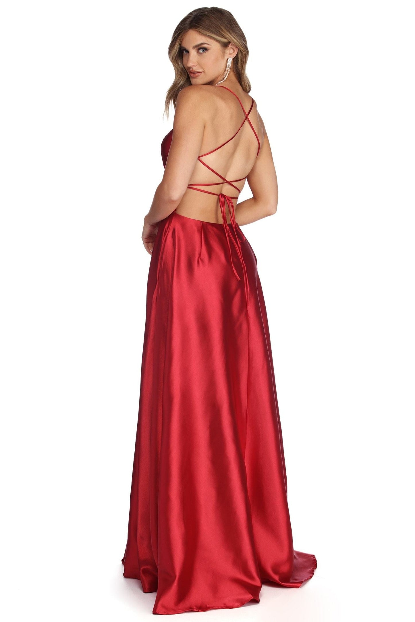 Anne Formal Stylish Lattice Satin Dress