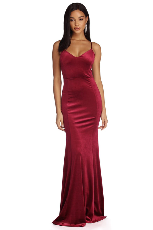 Viviana Formal Velvet Charming Open Back Dress