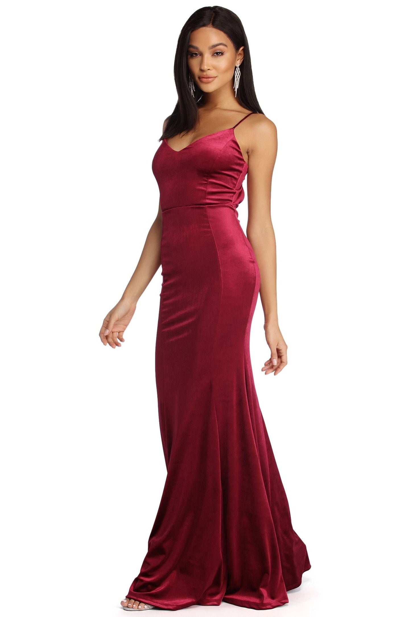 Viviana Formal Velvet Charming Open Back Dress