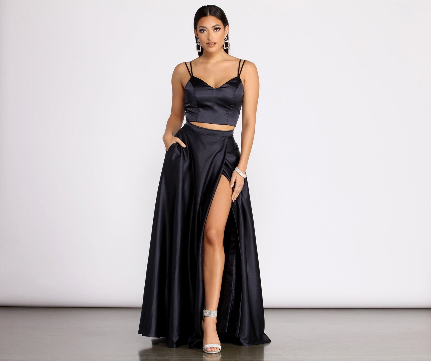 Naomi Satin Stylish Two Piece Dress