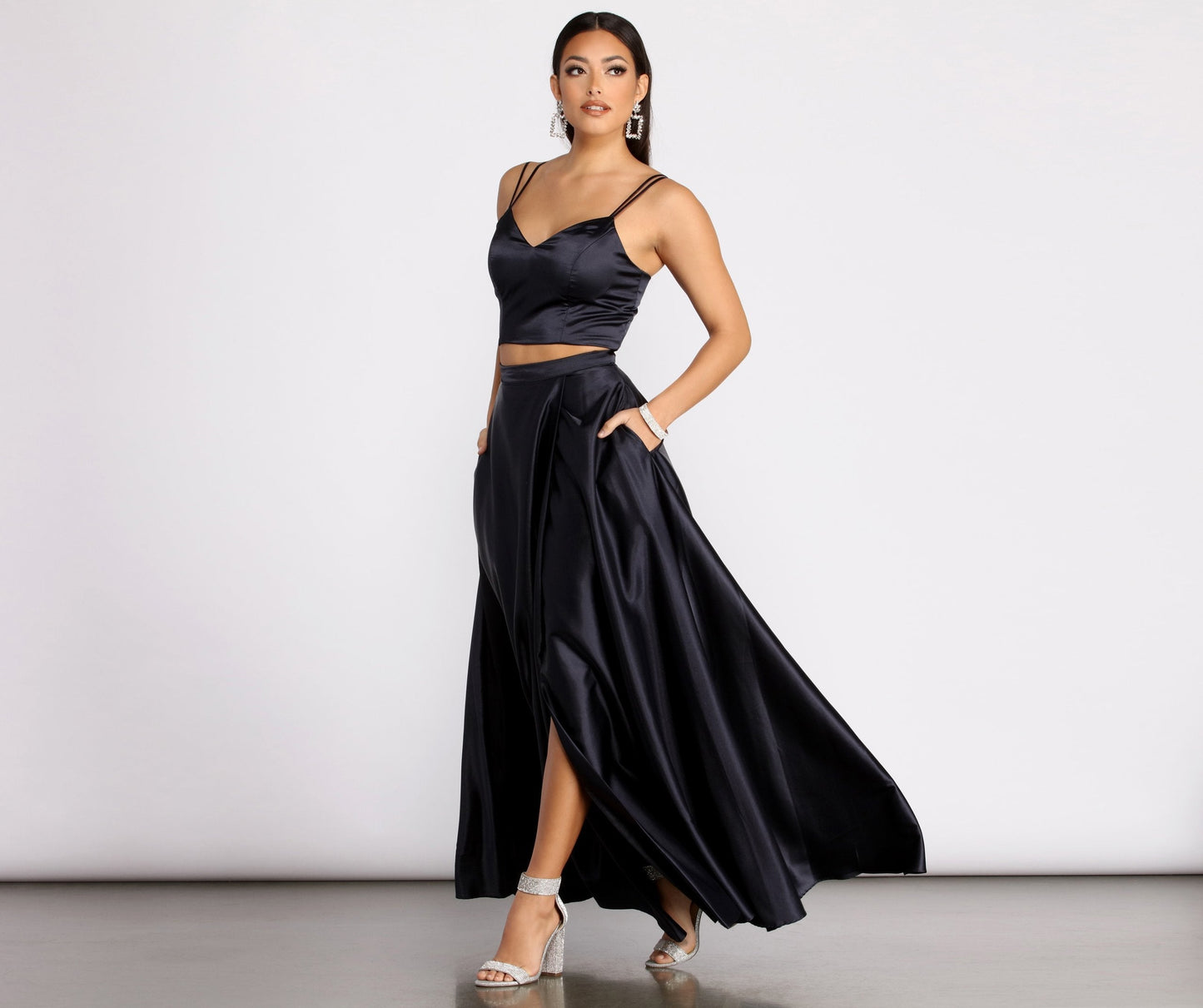 Naomi Satin Stylish Two Piece Dress