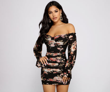 Say Yes To Florals Mesh Bodycon - Lady Occasions