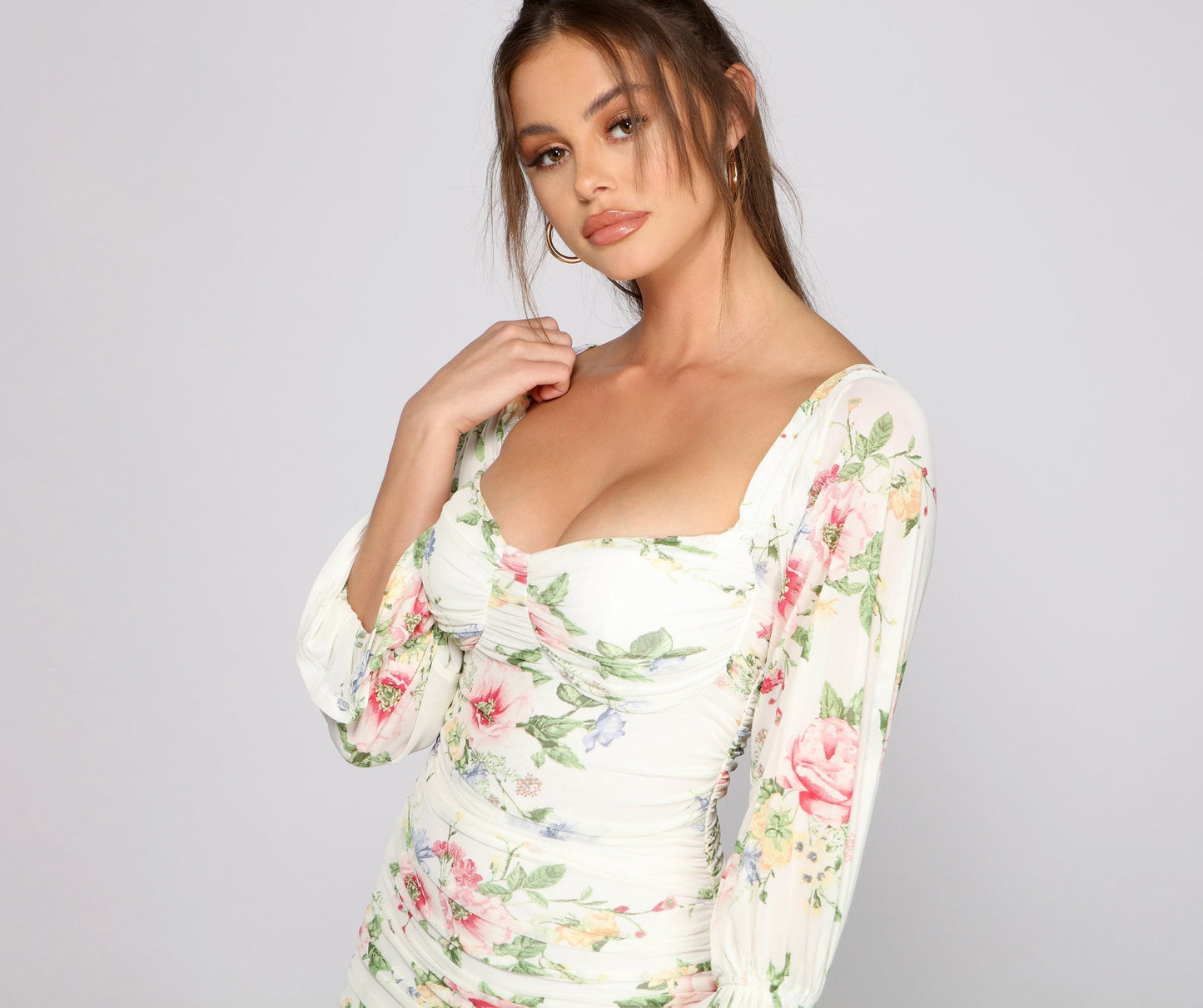 Cosybreezee - Charming Florals Mesh Bodycon - Say Yes