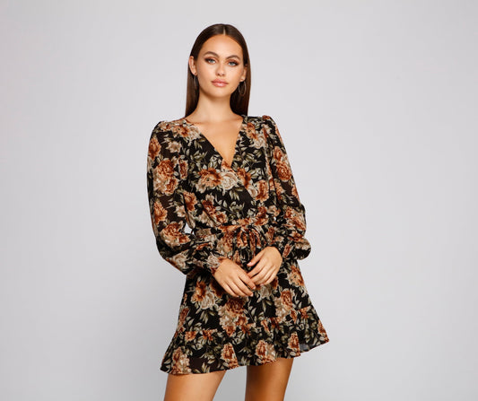 Ruffled Romance Stylish Floral Skater Dress