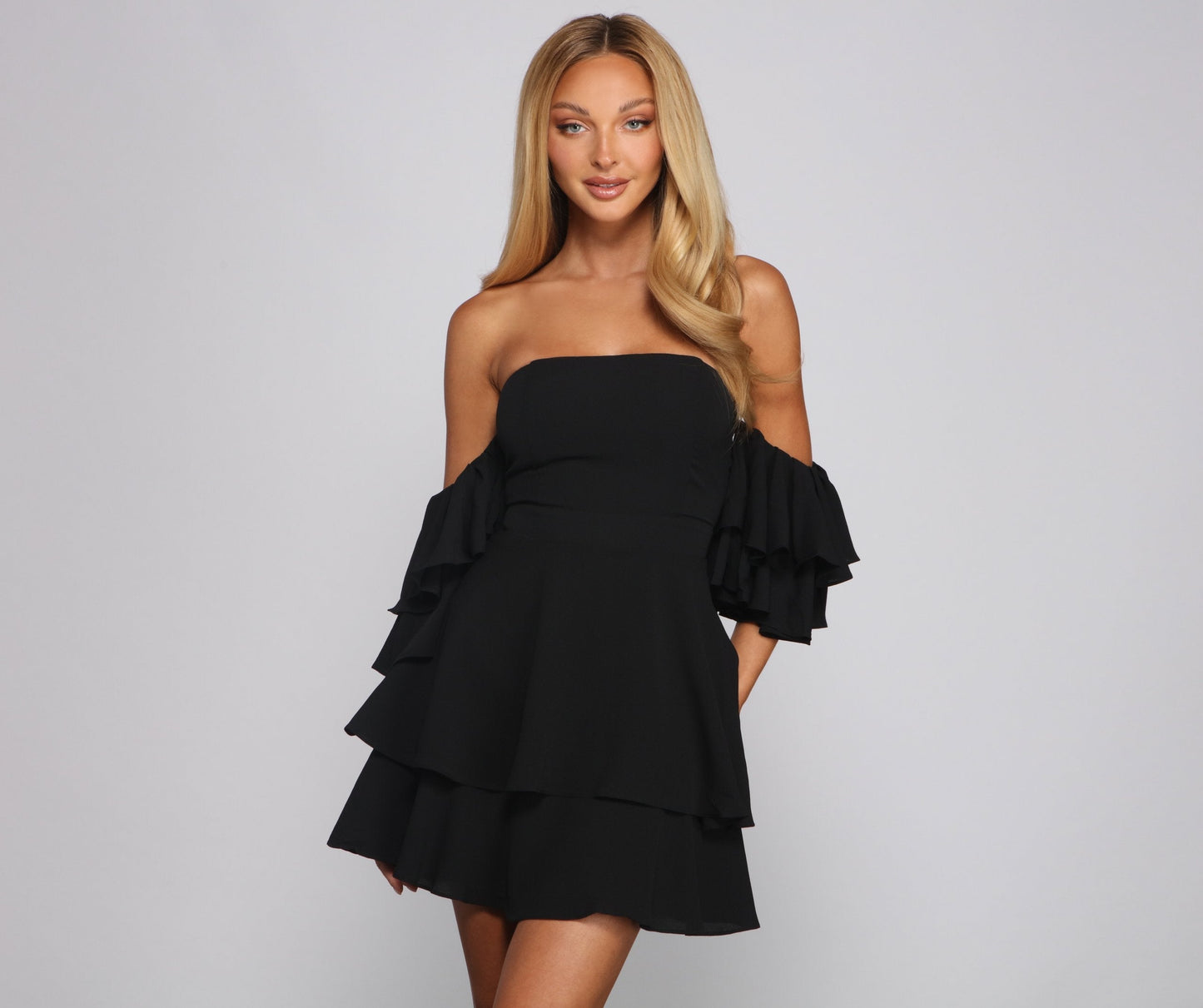 Ravishing Ruffles Stylish A-Line Mini Dress