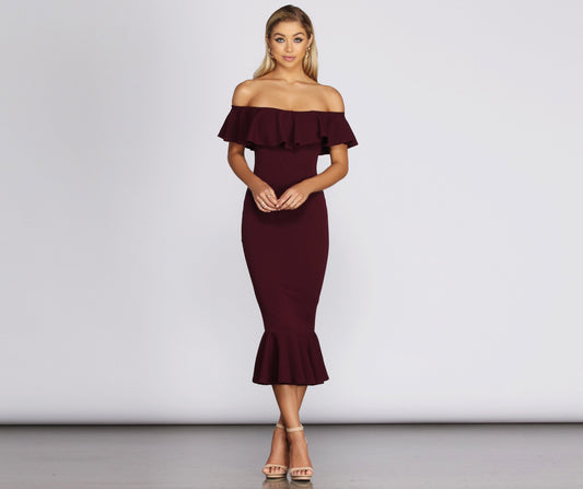 Ready And Stylish Ruffled Midi Dress